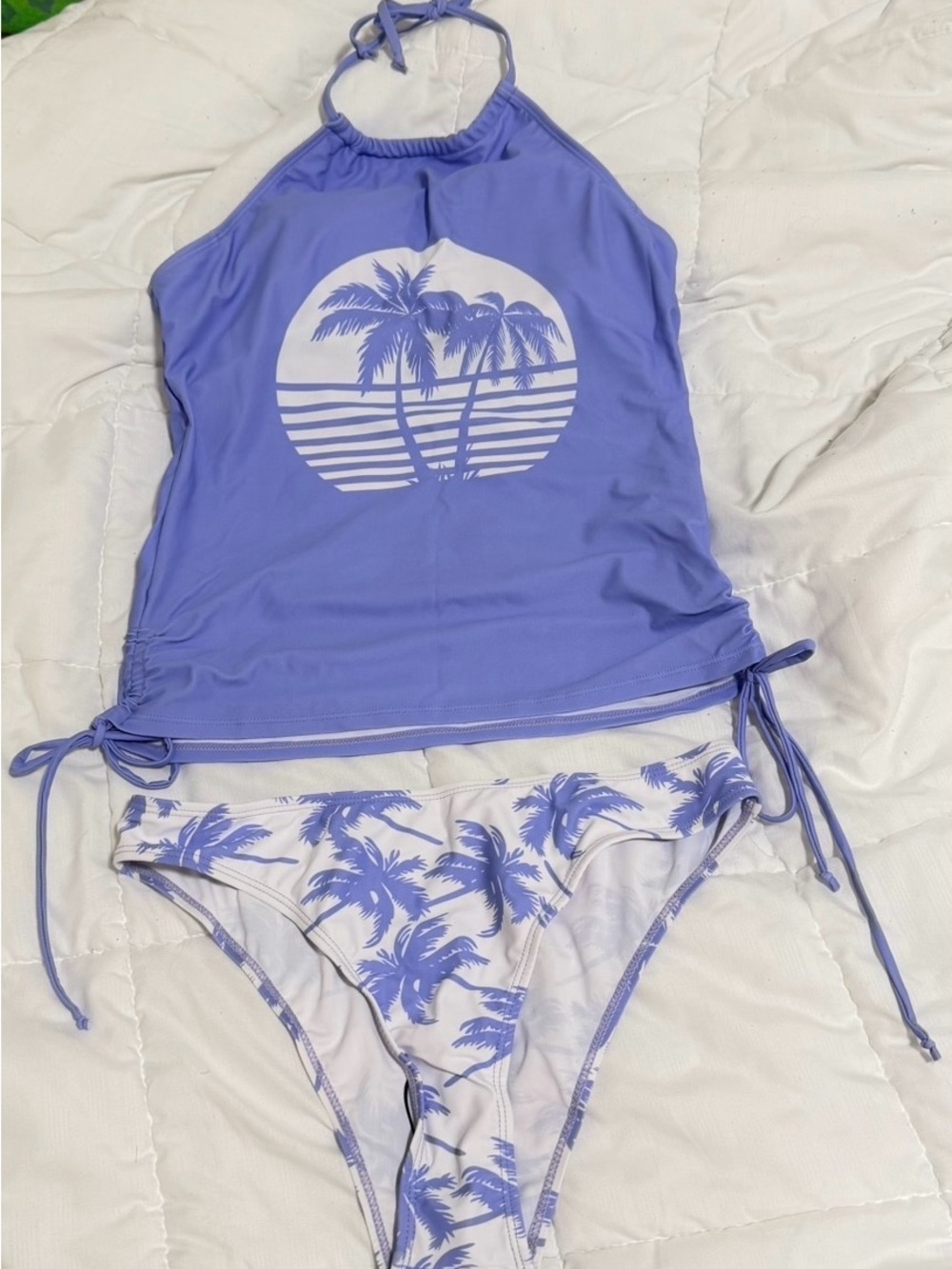 Purple Palm-Print One-Piece Swimsuit